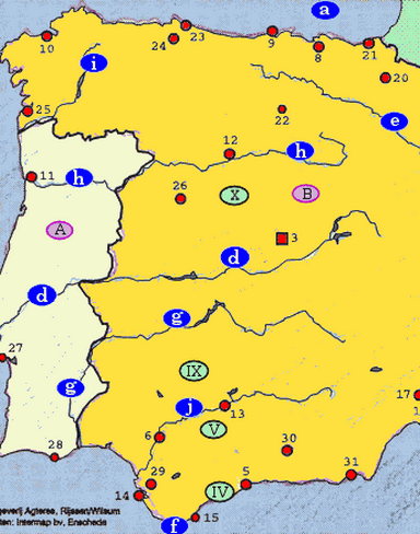Topografiekaart Spanje Portugal (Iberisch schiereiland)