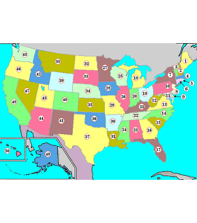 Topografiekaart Verenigde Staten 51 staten