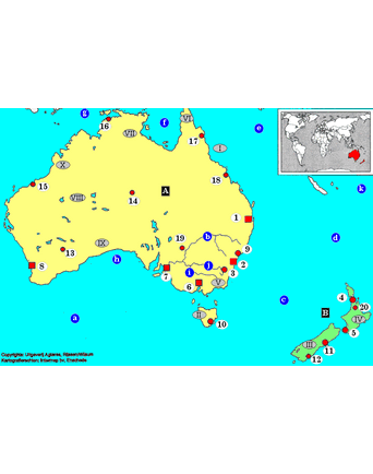 Topgrafiekaart Australië en Nieuw-Zeeland