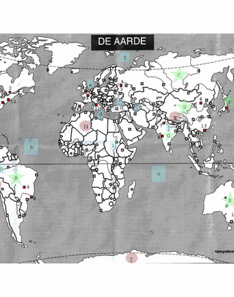 Topgrafiekaart Wereld mix continenten, oceanen, landen, steden