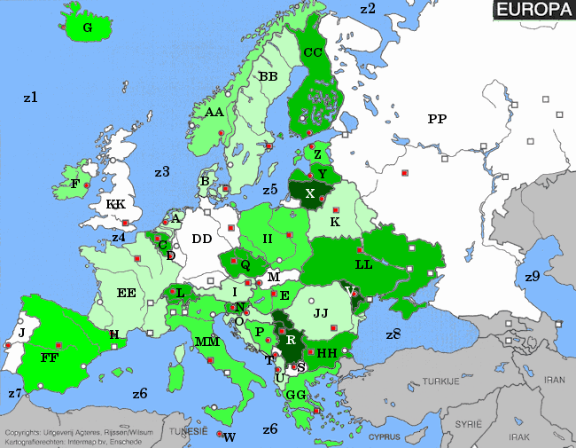 topografie blinde landkaart Europa (europese landen en zeen)