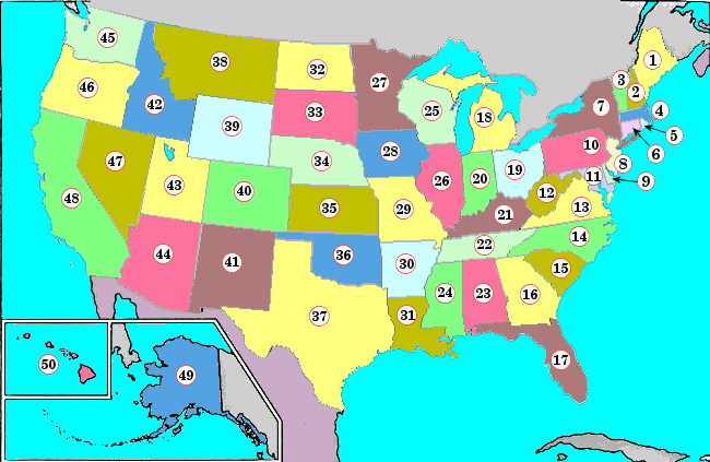 topografie blinde kaart 50 staten van de Verenigde Staten van Amerika (VS, USA)
