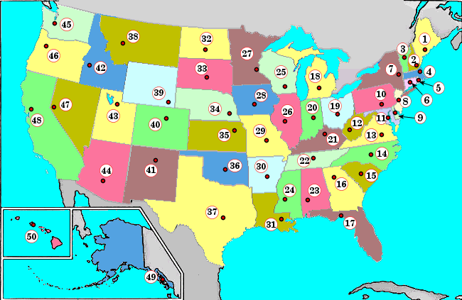 topografie blinde kaart Verenigde Staten van Amerika (VS,USA) met hoofdsteden