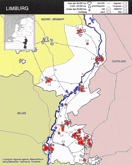 topografie landkaart provincie Limburg