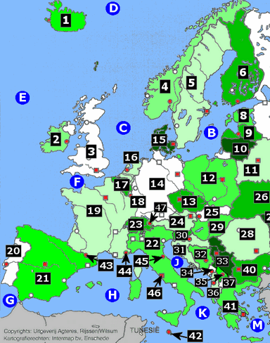 Topografiekaart Europa Landen