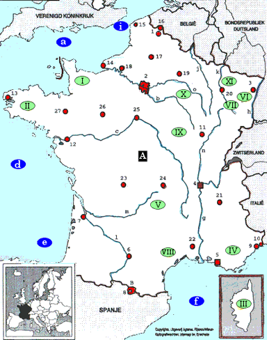 Topografiekaart Frankrijk