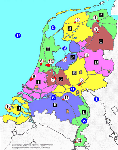 Topografiekaart Nederlandse Provincies met hoofdsteden