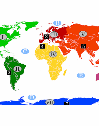 Topgrafiekaart Wereld Continenten