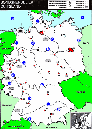 topografie blinde kaart bondsrepubliek Duitsland