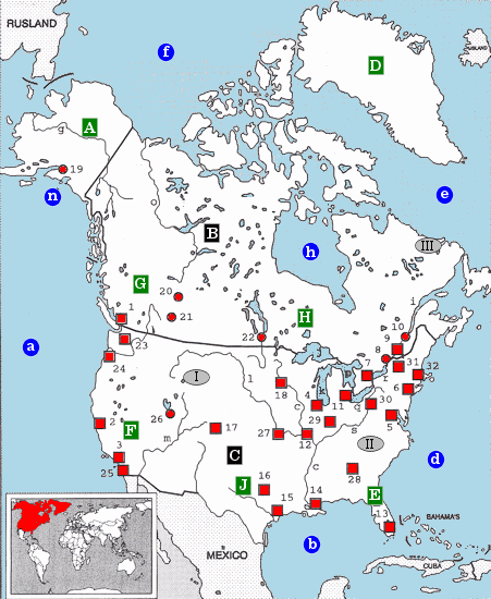 topografie blinde landkaart Noord-Amerika (Canada en Verenigde Staten