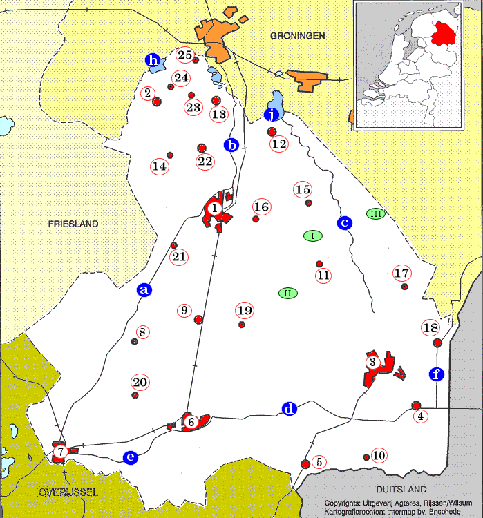 topografie blinde landkaart provincie Drenthe (groot)