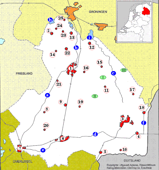 topografie blinde landkaart provincie Drenthe (klein)