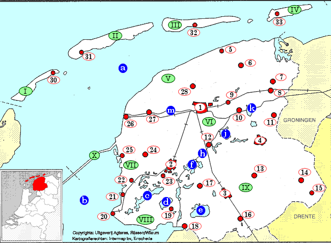 topografie blinde landkaart provincie Friesland (klein)