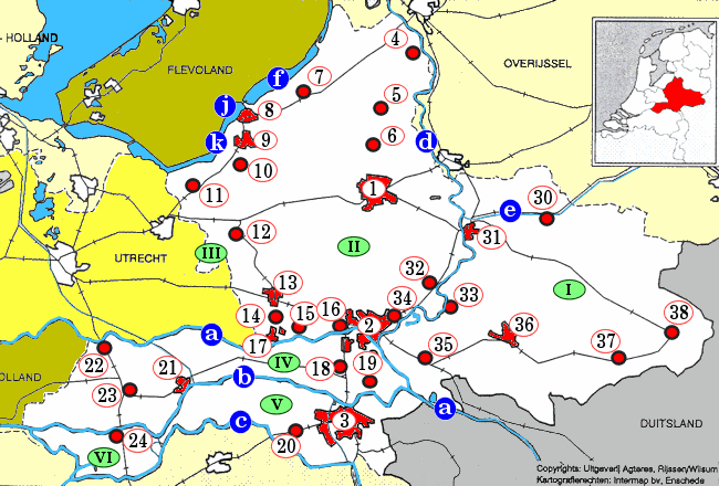 topografie blinde landkaart provincie Gelderland