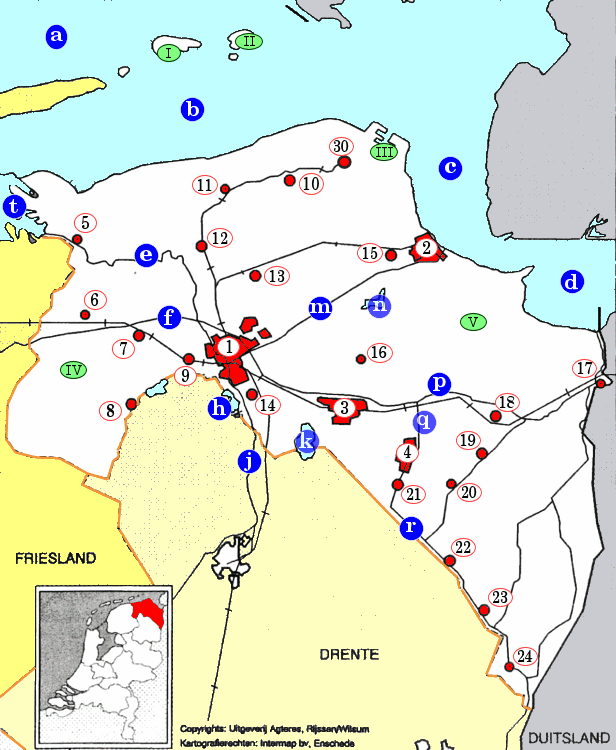 topografie blinde landkaart provincie Groningen (groot)