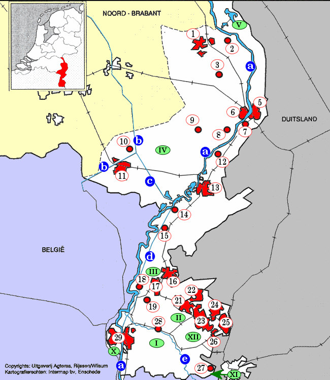 topografie blinde landkaart provincie Limburg (groot)