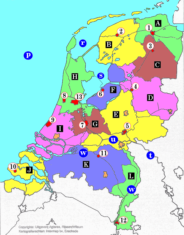 topografie blinde landkaart nederland provincies hoofdsteden (groot)