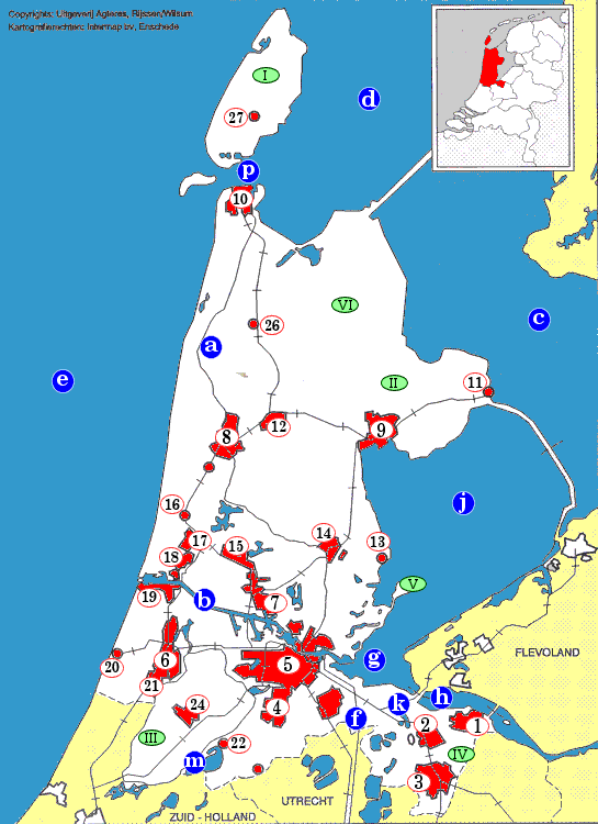 topografie blinde landkaart provincie Noord-Holland (groot)