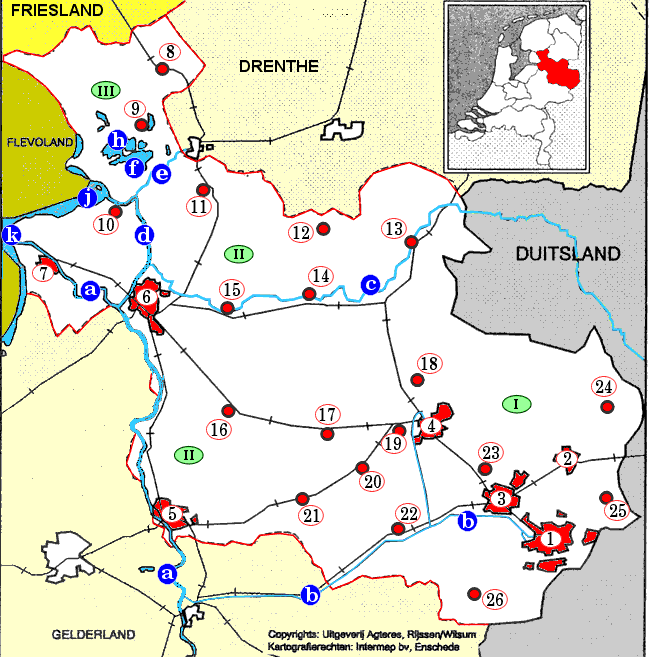 topografie blinde landkaart provincie Overijssel (groot)