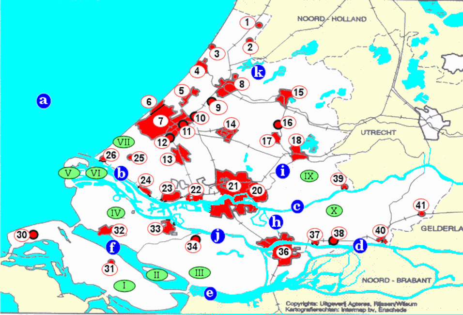 topografie blinde landkaart provincie zuid-holland (groot)